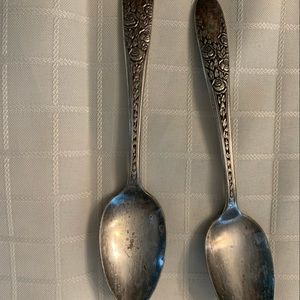 National silver Roses and Leaf tea spoons